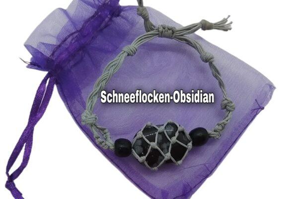 Handgearbeitetes Heilstein-Energie-Armband mit Schneeflocken-Obsidian